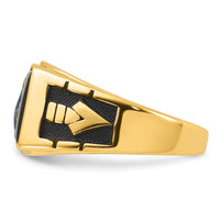 14k Men's Textured w/ Black Enamel & Onyx Masonic Ring-Y1595M