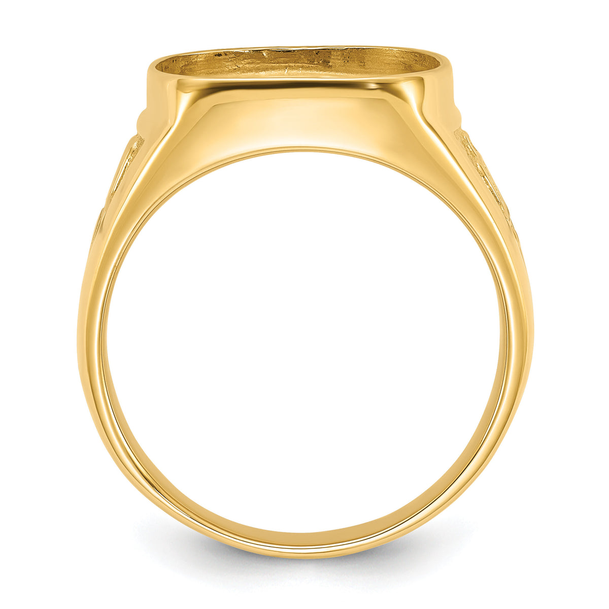 14k Men's Polished and Textured Masonic Ring Mounting-Y1596