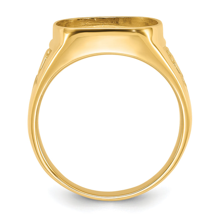 14k Men's Polished and Textured Masonic Ring Mounting-Y1596