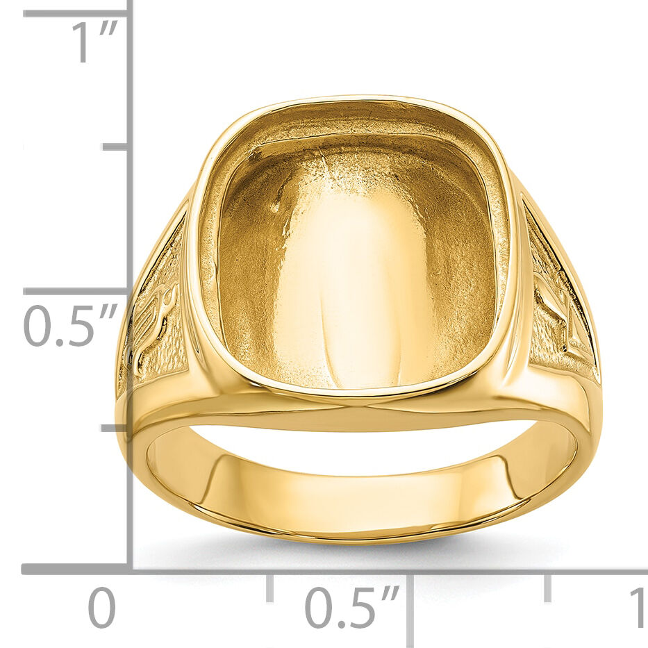 14k Men's Polished and Textured Masonic Ring Mounting-Y1596