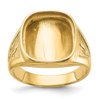 14k Men's Polished and Textured Masonic Ring Mounting-Y1596