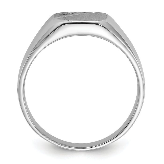 14k White Gold 10.0x9.0mm Open Back Diamond Signet Ring Mounting-Y1626