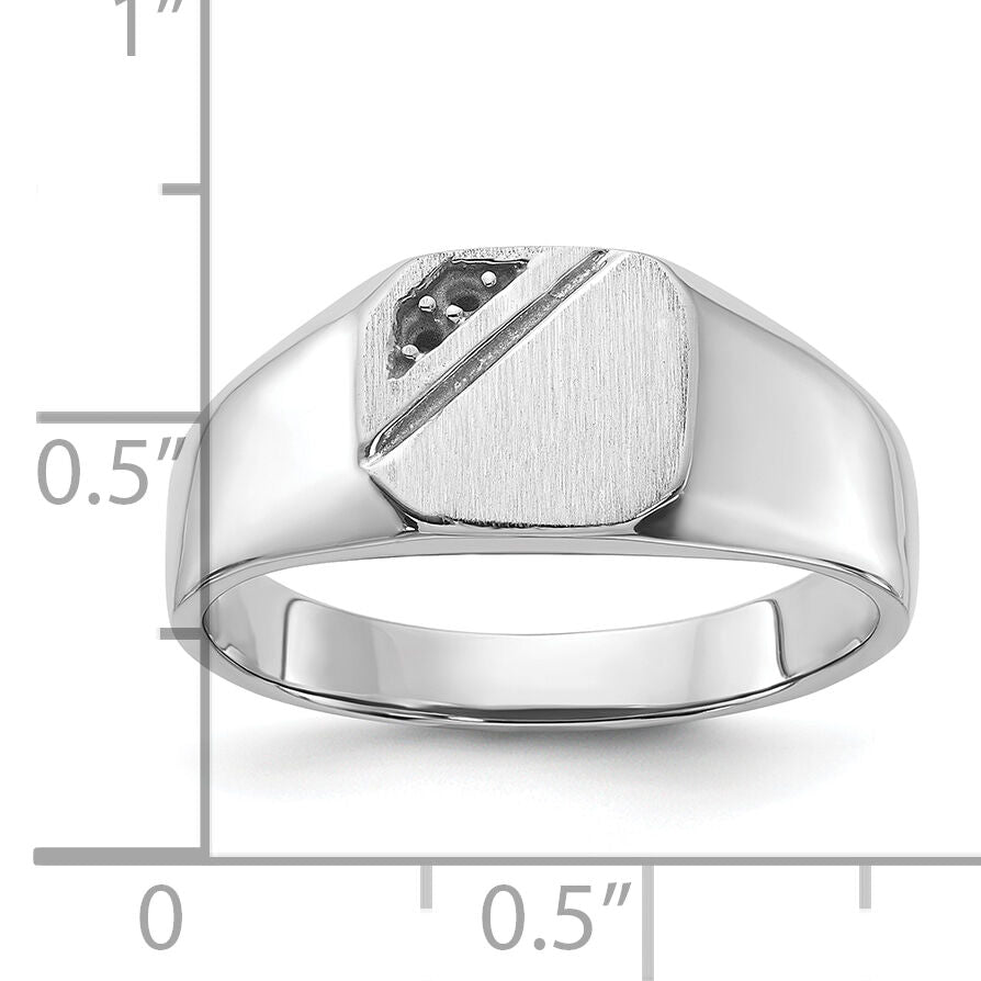 14k White Gold 10.0x9.0mm Open Back Diamond Signet Ring Mounting-Y1626