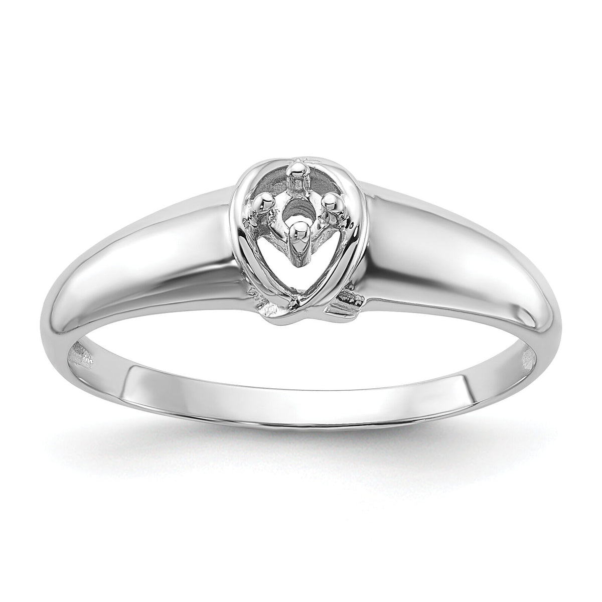14k White Gold Polished .03ct. Diamond Ring Mounting-Y1686