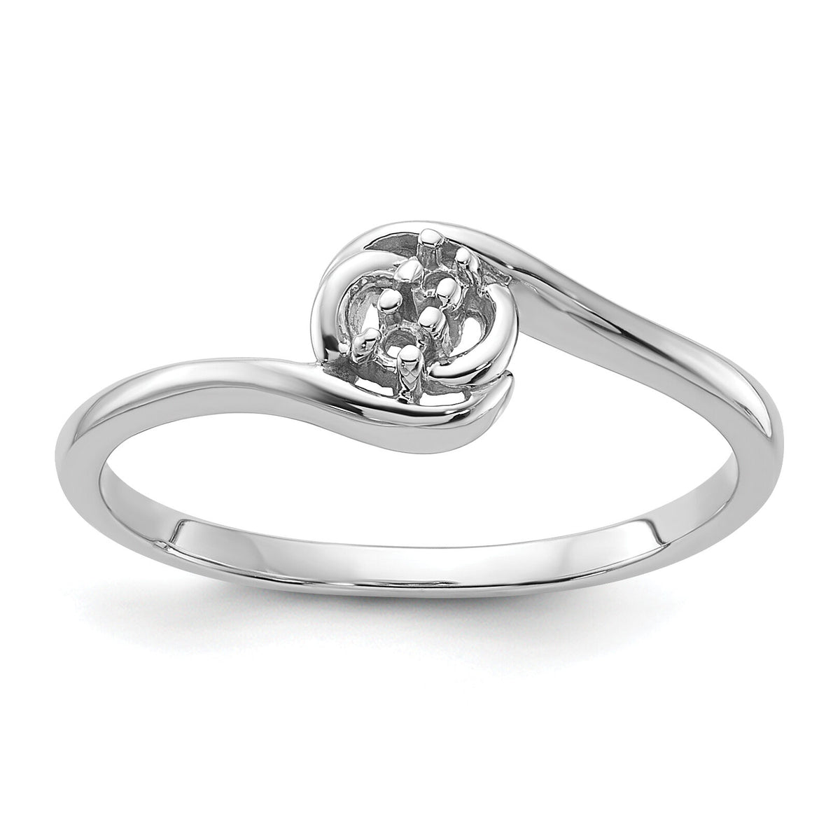 14k White Gold Polished Diamond Ring Mounting-Y1707