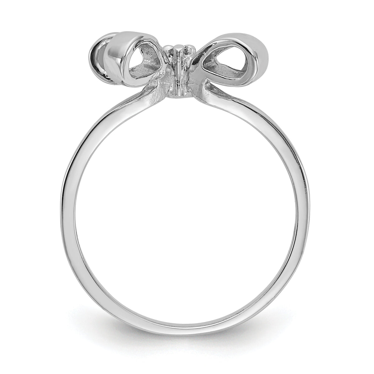 14k White Gold Polished .02ct. Diamond Bow Ring Mounting-Y1709