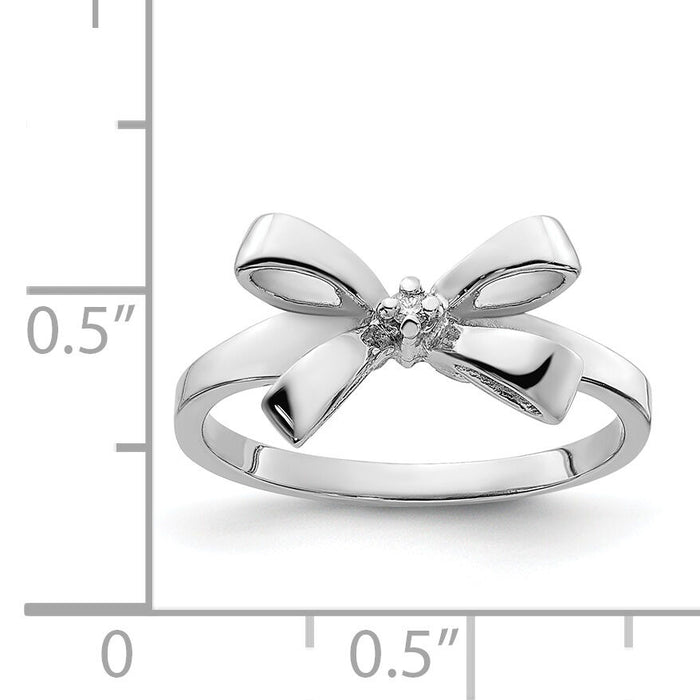 14k White Gold Polished .02ct. Diamond Bow Ring Mounting-Y1709