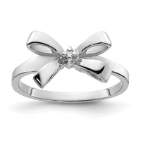 14k White Gold Polished .02ct. Diamond Bow Ring Mounting-Y1709