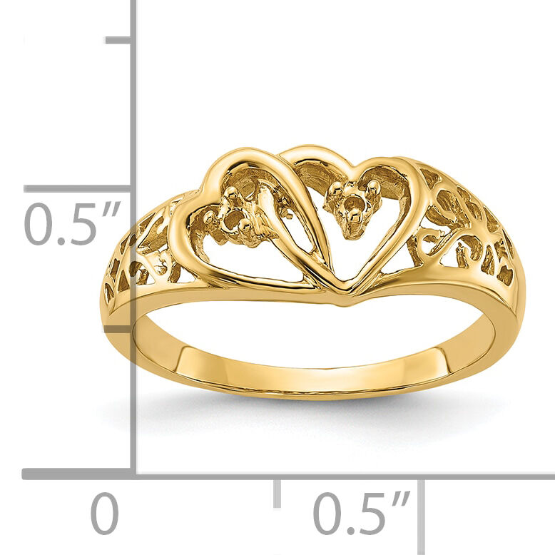 14k Polished .05ct. Diamond Heart Ring Mounting-Y1729