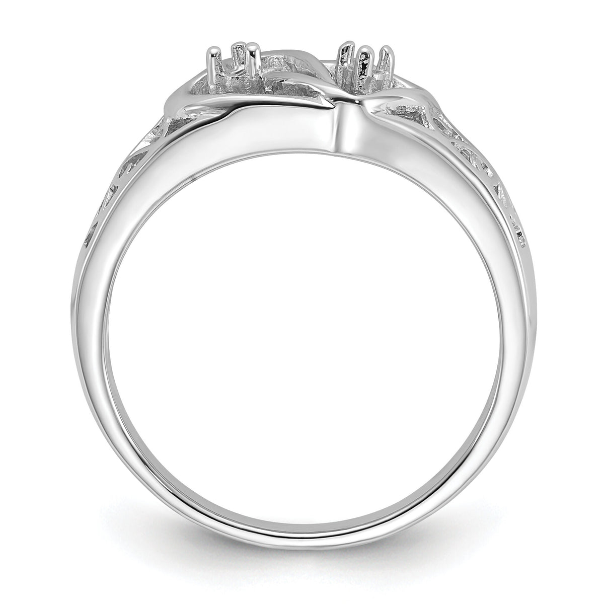 14k White Gold Polished .05ct. Diamond Heart Ring Mounting-Y1730