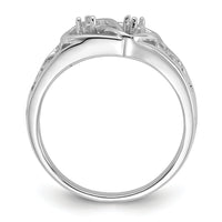 14k White Gold Polished .05ct. Diamond Heart Ring Mounting-Y1730
