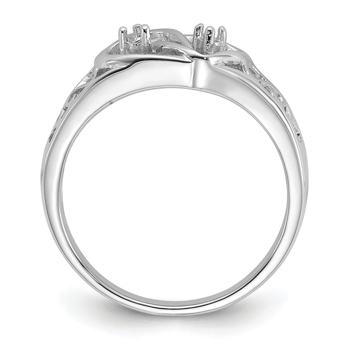 14k White Gold Polished .05ct. Diamond Heart Ring Mounting-Y1730