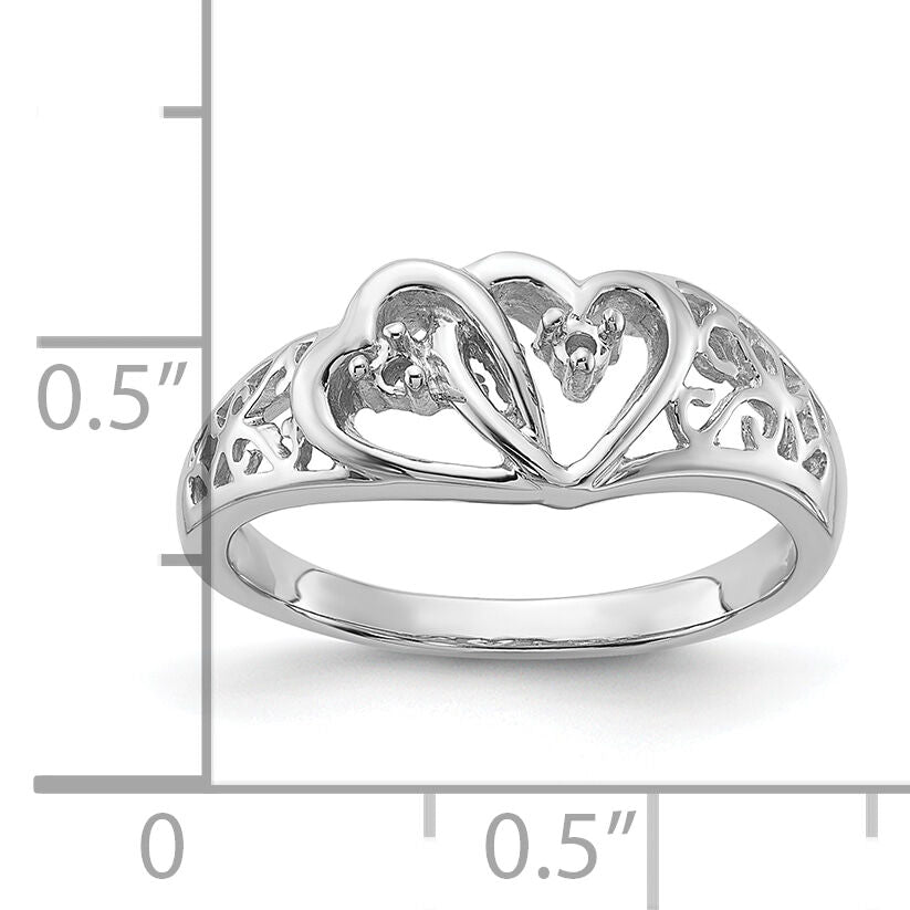 14k White Gold Polished .05ct. Diamond Heart Ring Mounting-Y1730