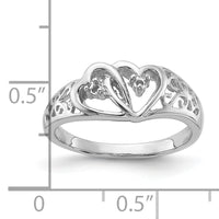 14k White Gold Polished .05ct. Diamond Heart Ring Mounting-Y1730