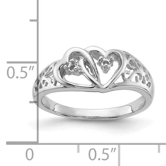 14k White Gold Polished .05ct. Diamond Heart Ring Mounting-Y1730