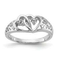 14k White Gold Polished .05ct. Diamond Heart Ring Mounting-Y1730
