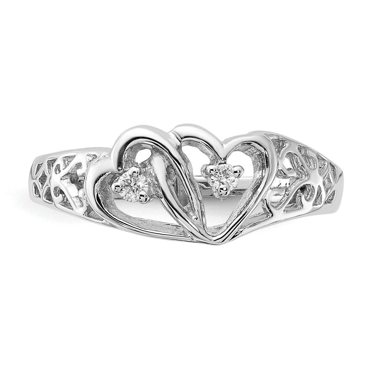 14k White Gold AA Diamond heart ring-Y1730AA