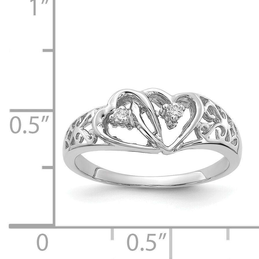 14k White Gold AA Diamond heart ring-Y1730AA
