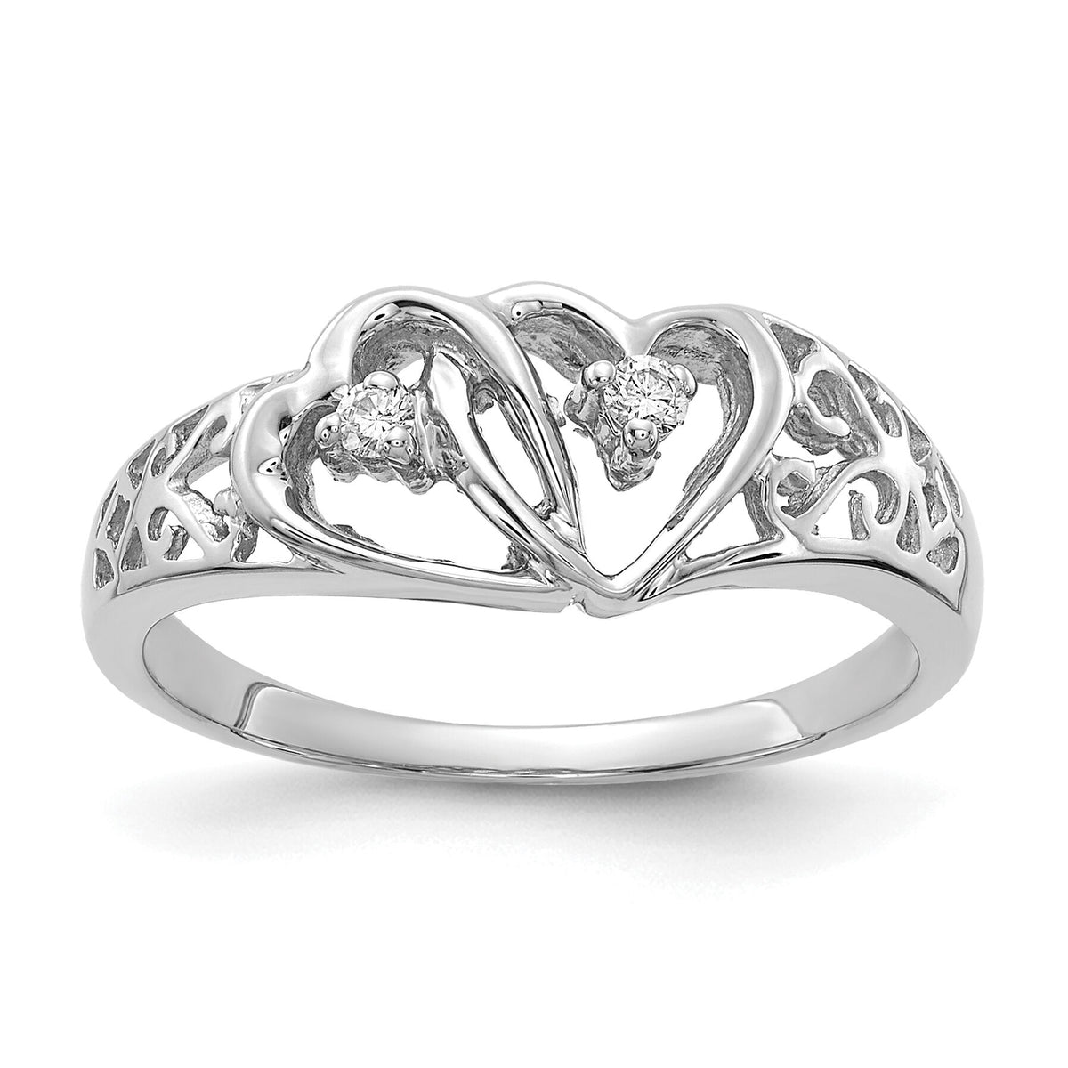 14k White Gold AA Diamond heart ring-Y1730AA