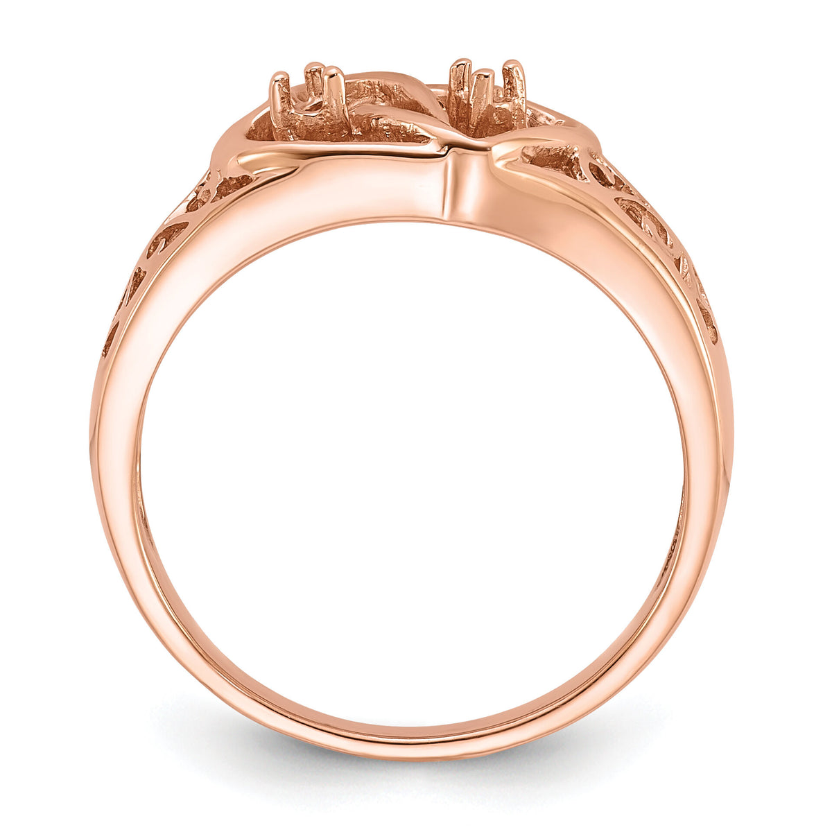 14k Rose Gold Polished .05ct. Diamond Heart Ring Mounting-Y1731