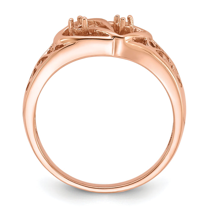 14k Rose Gold Polished .05ct. Diamond Heart Ring Mounting-Y1731