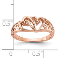 14k Rose Gold Polished .05ct. Diamond Heart Ring Mounting-Y1731