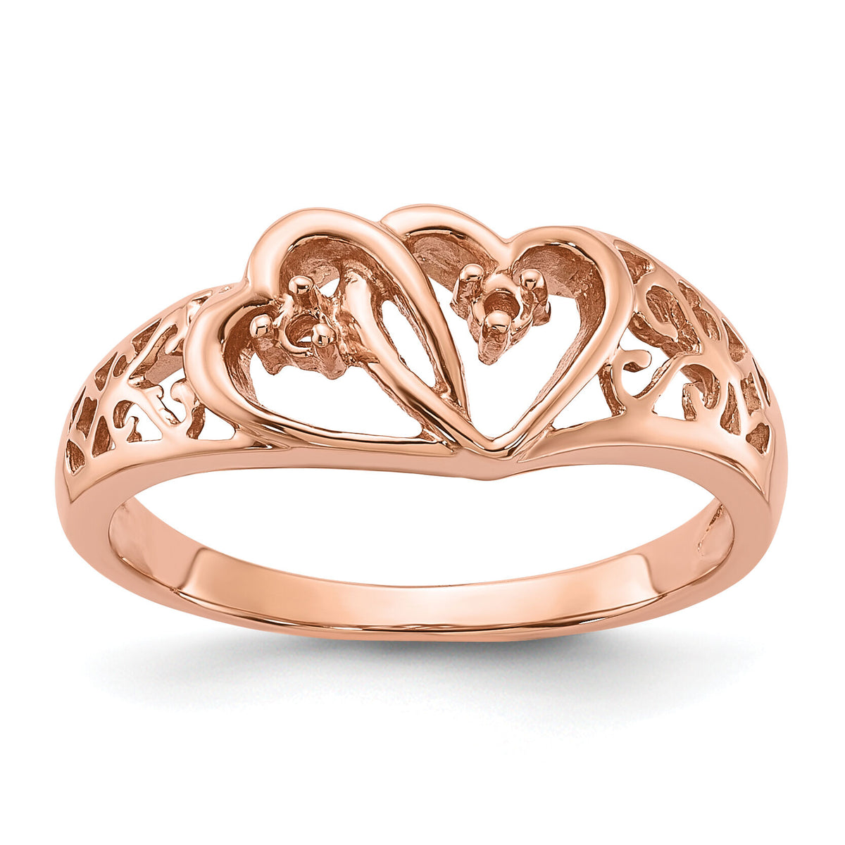 14k Rose Gold Polished .05ct. Diamond Heart Ring Mounting-Y1731