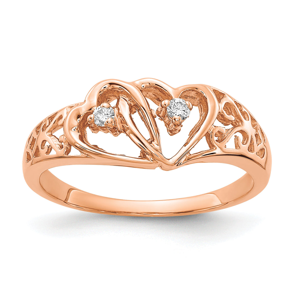 14k Rose Gold A Diamond heart ring-Y1731A