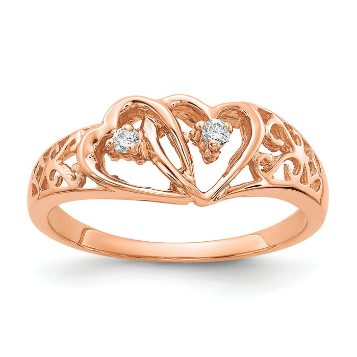 14k Rose Gold A Diamond heart ring-Y1731A
