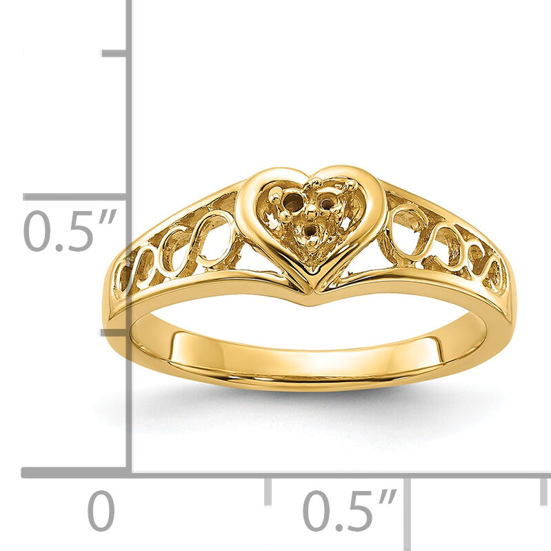14k Polished .05ct. Diamond Heart Ring Mounting-Y1732