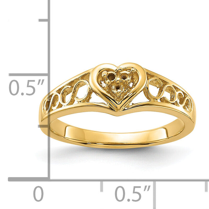 14k Polished .05ct. Diamond Heart Ring Mounting-Y1732