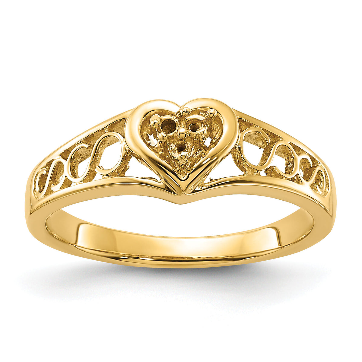 14k Polished .05ct. Diamond Heart Ring Mounting-Y1732