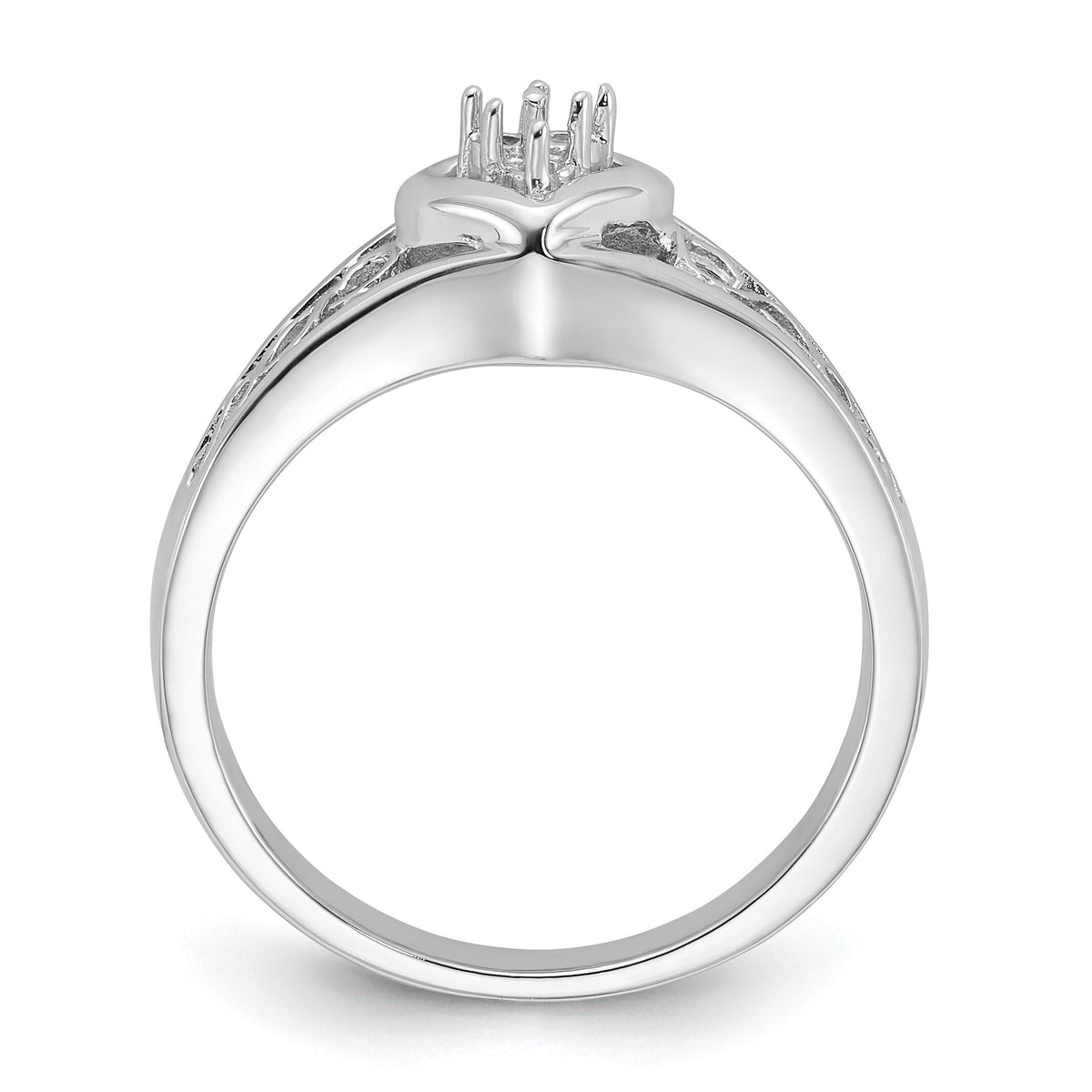 14k White Gold Polished .05ct. Diamond Heart Ring Mounting-Y1733