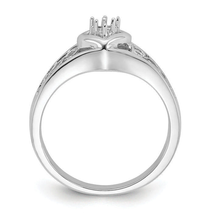 14k White Gold Polished .05ct. Diamond Heart Ring Mounting-Y1733