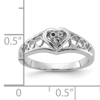 14k White Gold Polished .05ct. Diamond Heart Ring Mounting-Y1733