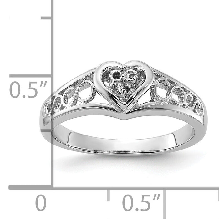 14k White Gold Polished .05ct. Diamond Heart Ring Mounting-Y1733