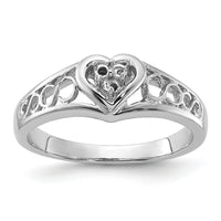 14k White Gold Polished .05ct. Diamond Heart Ring Mounting-Y1733