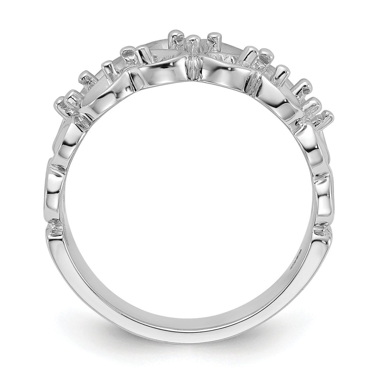 14k White Gold Polished .30ct. Diamond Heart Ring Mounting-Y1736
