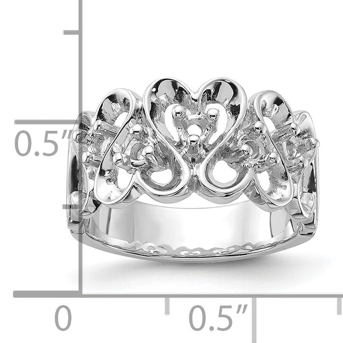 14k White Gold Polished .30ct. Diamond Heart Ring Mounting-Y1736
