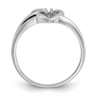 14k White Gold Polished .03ct. Diamond Heart Ring Mounting-Y1766