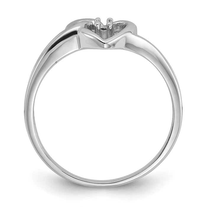 14k White Gold Polished .03ct. Diamond Heart Ring Mounting-Y1766