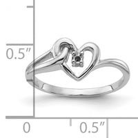 14k White Gold Polished .03ct. Diamond Heart Ring Mounting-Y1766