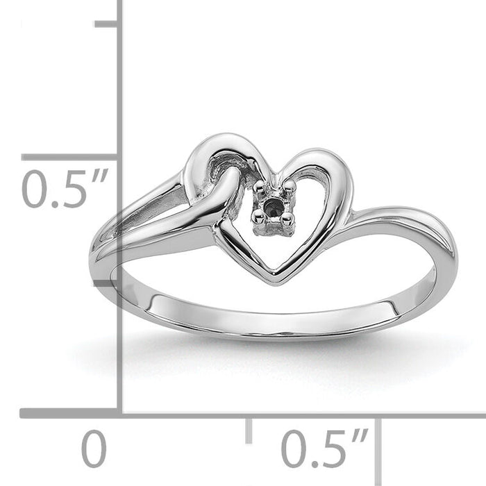 14k White Gold Polished .03ct. Diamond Heart Ring Mounting-Y1766