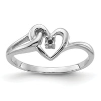 14k White Gold Polished .03ct. Diamond Heart Ring Mounting-Y1766