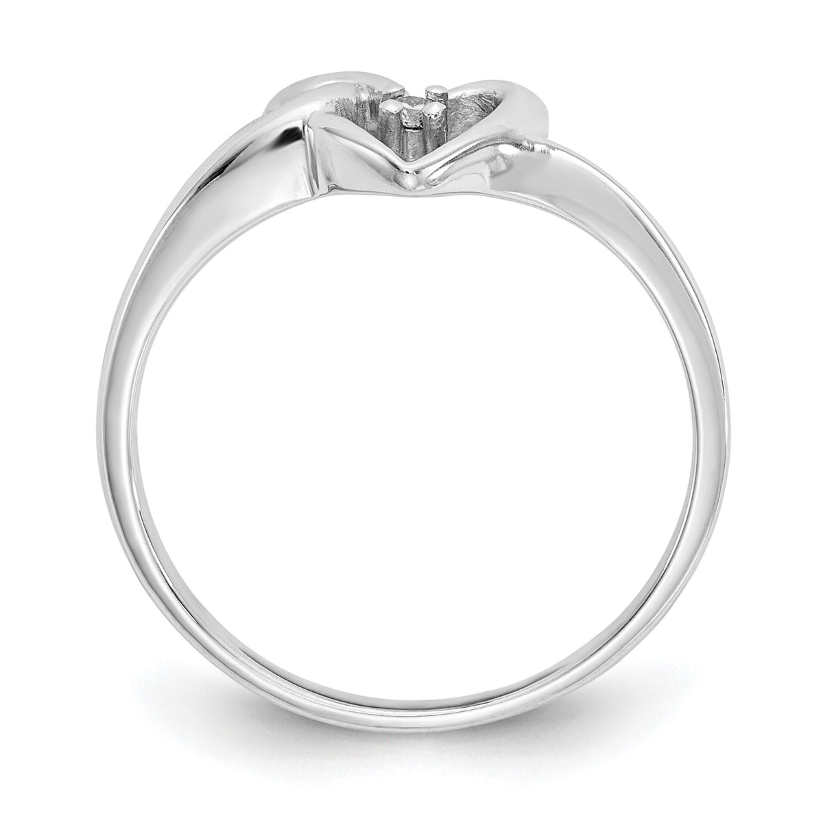14k White Gold Polished AA Diamond heart ring-Y1766AA