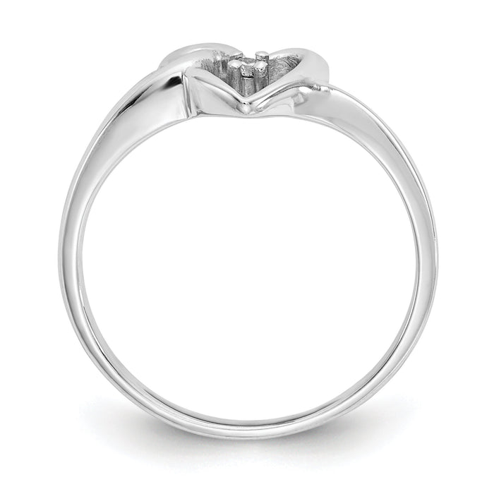 14k White Gold Polished AA Diamond heart ring-Y1766AA