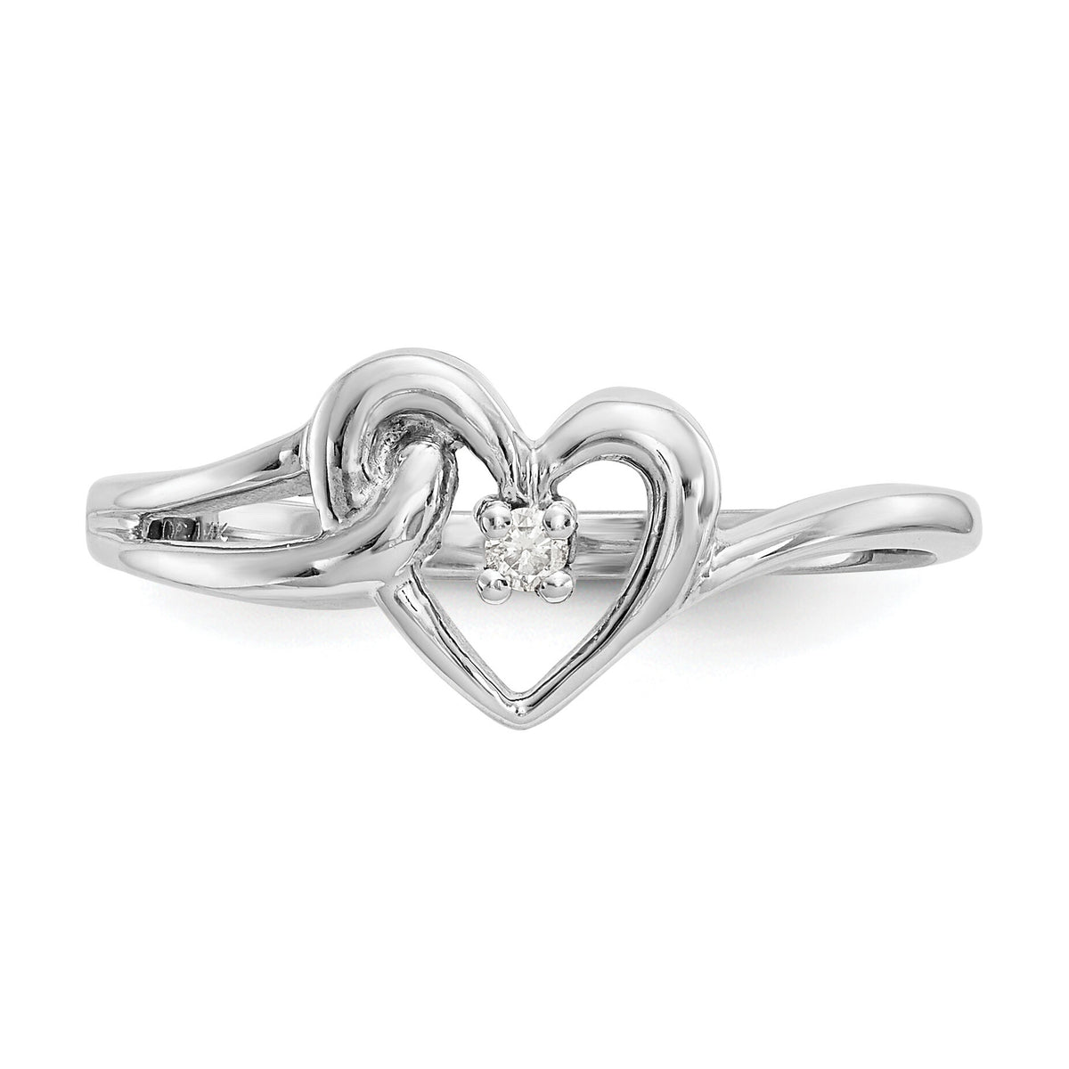 14k White Gold Polished AA Diamond heart ring-Y1766AA