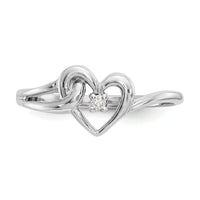 14k White Gold Polished AA Diamond heart ring-Y1766AA