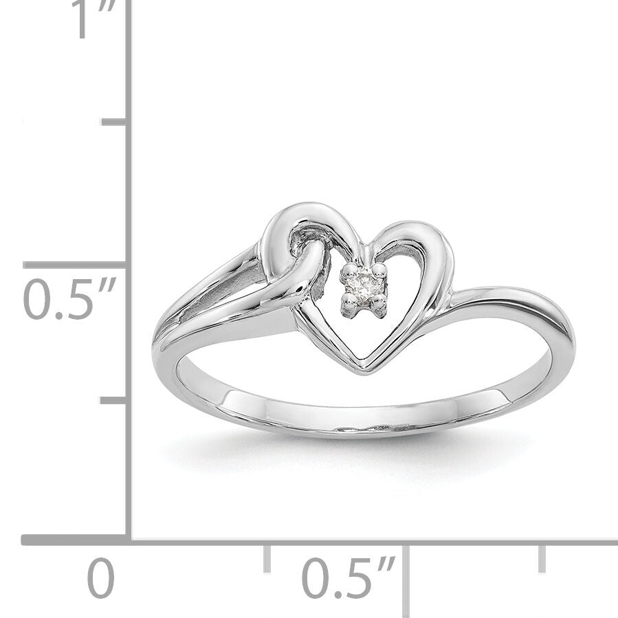 14k White Gold Polished AA Diamond heart ring-Y1766AA