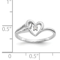 14k White Gold Polished AA Diamond heart ring-Y1766AA